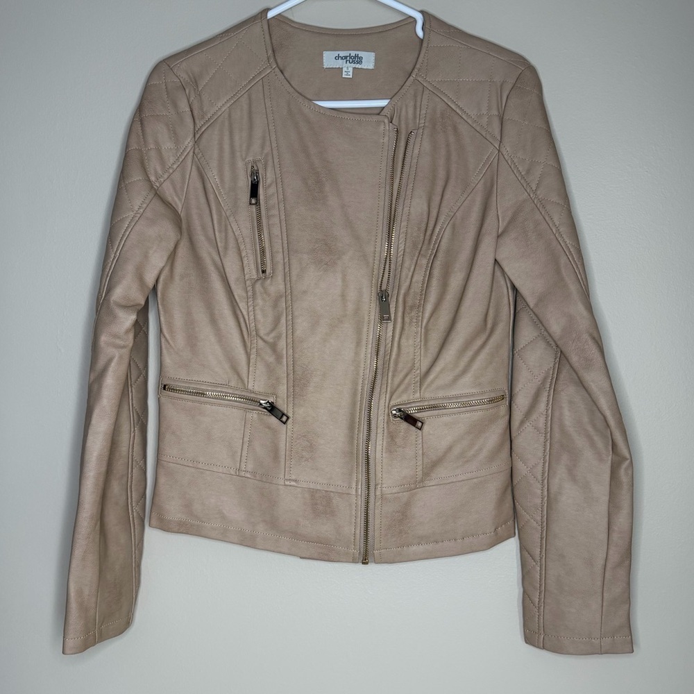 Charlotte Russe Beige Faux Leather Jacket